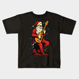 Christmas Guitar Gift Santa Claus Guitarist Funny Guitar Kids T-Shirt